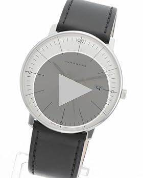 JUNGHANS　ユンハンス シルバー/ブラック レザーバンド 時計 ユンハンス 長方形のアンティーク腕時計 黒とシルバー 【1945年頃】